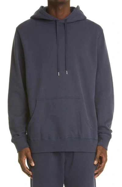 Sunspel French Terry Pullover Hoodie In Navy