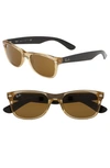 Ray Ban Small New Wayfarer 52mm Sunglasses In Satin Black/ Honey