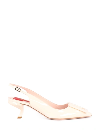 Roger Vivier 55mm Virgule Patent Slingback Pumps In Off-white