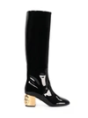 DOLCE & GABBANA BOOTS IN BLACK PATENT LEATHER AND GOLD HEEL,39563363