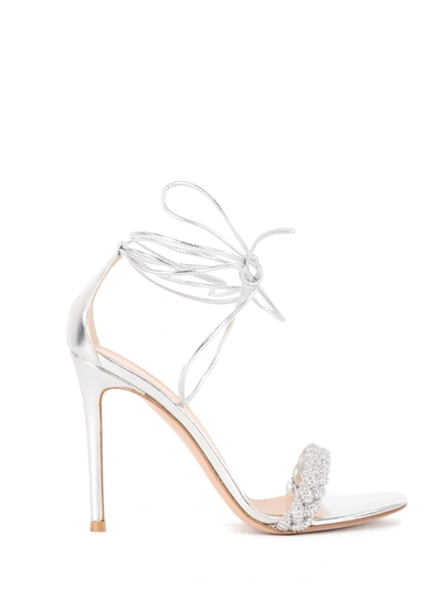 Gianvito Rossi Crystal Leomi Leather Sandals In Silver