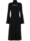 OFF-WHITE BLACK KNIT DRESS WITH LOGO,719850