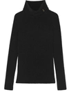 Saint Laurent Ribbed Wool, Cashmere And Silk-blend Turtleneck Sweater In Black
