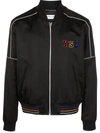 Saint Laurent Embroidered Logo Zipped Bomber Jacket In Black