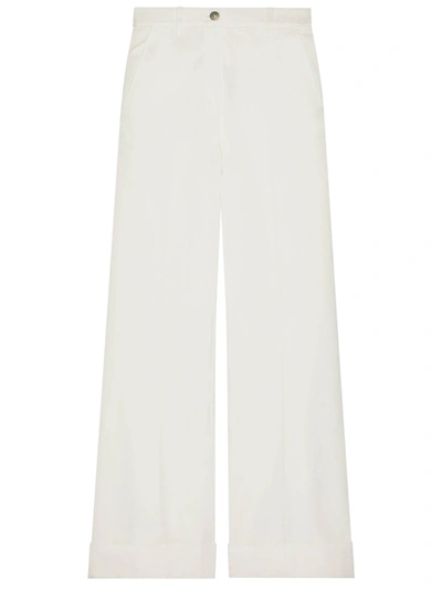 Gucci Flare Trousers In Organic Cotton Eco Washed In White