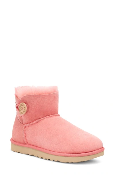 Ugg Mini Bailey Button Ii Genuine Shearling Boot In Pink Blossom