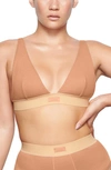 Skims Cotton Plunge Bralette In Sedona