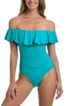 La Blanca Off The Shoulder One-piece Swimsuit In Turquoise