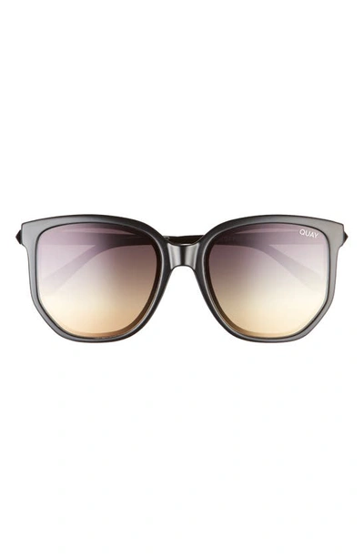 Quay Coffee Run 54mm Gradient Cat Eye Sunglasses In Black / Black To Gold