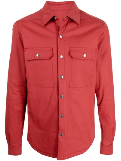 Rick Owens Long-sleeved Shirt Jacket In Rot