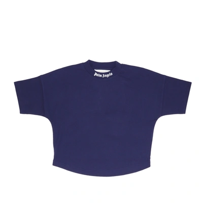 Palm Angels Kids' Cotton T-shirt In Navy