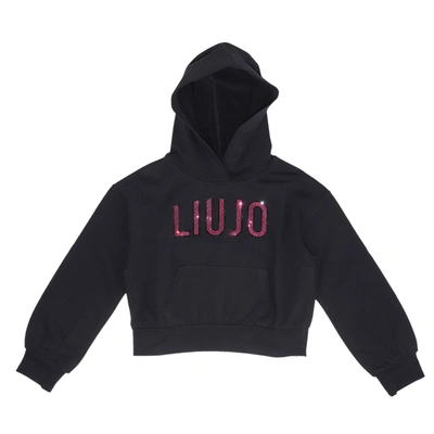 Liu •jo Kids' Cotton Sweatshirt In Black
