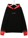 Vision Of Super Black Kids Hoodie Wtih Red Flames