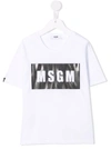 MSGM KIDS WHITE AND BLACK BOX LOGO T-SHIRT,MS027669 001