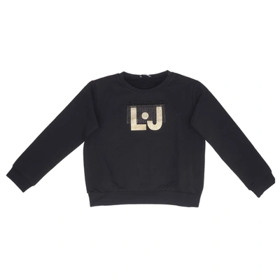 Liu •jo Kids' Cotton Sweatshirt In Black
