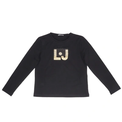 Liu •jo Kids' Cotton T-shirt In Black