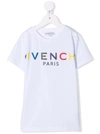 GIVENCHY KIDS WHITE T-SHIRT WITH MULTICOLORED MAXI LOGO,H25286 10B
