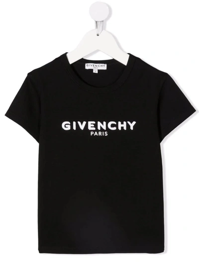 Givenchy Black Kids T-shirt With Contrast Logo In Nero