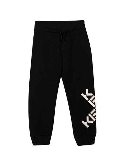 Kenzo Kids' Unisex Black Sports Trousers In Nero