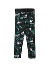 Kenzo Stretch Cotton Floral Leggings In Grigio