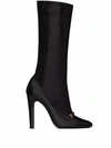 Saint Laurent Black Camden Square-toe Boots In Black
