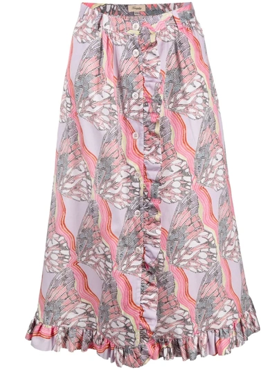 Temperley London Butterfly Print A-line Skirt In Violett