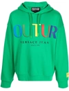 Versace Jeans Couture Logo-print Cotton Hoodie In Grün