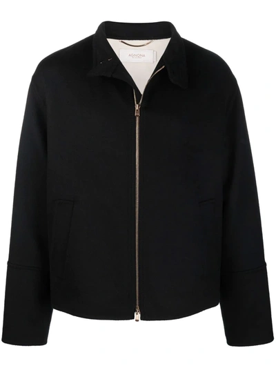 Agnona Padded Textured Cashmere-blend Jacket In Black