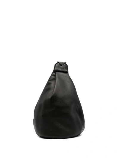 Discord Yohji Yamamoto Logo-embossed Leather Shoulder Bag In Schwarz