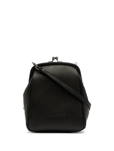 Discord Yohji Yamamoto Logo-embossed Leather Shoulder Bag In Schwarz