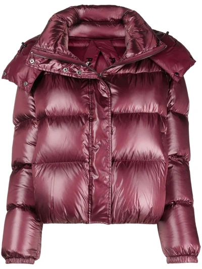 Patrizia Pepe Hooded Puffer Jacket In Rot