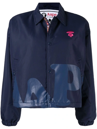 Aape By A Bathing Ape Chest Embroidered-logo Jacket In Blau