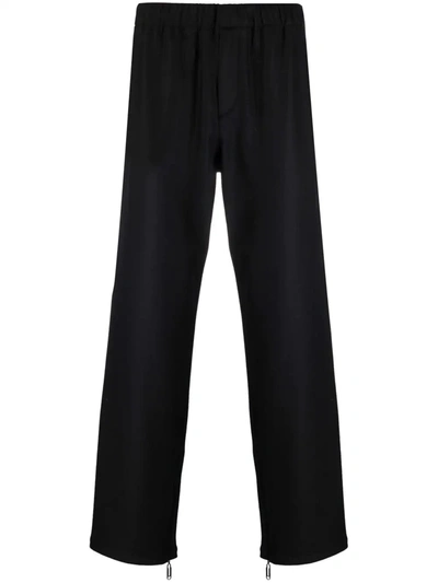 Off-white Elasticated-waistband Straight-leg Trousers In Schwarz