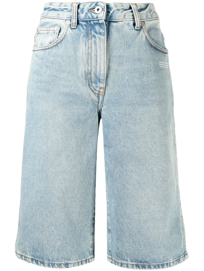 Off-white Logo-print Knee-length Shorts In Blau