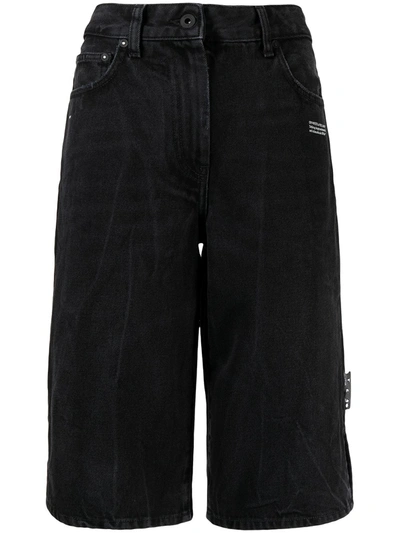 Off-white Logo-print Knee-length Shorts In Black