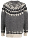 Junya Watanabe Geometric-print Knitted Jumper In Grau