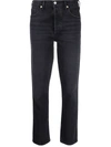 Citizens Of Humanity Black Blaine High Rise Straight Jeans In Schwarz