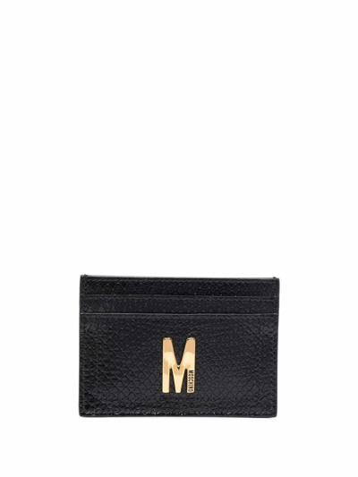 Moschino Logo-plaque Leather Cardholder In Black