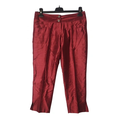 Pre-owned Dolce & Gabbana Silk Trousers In Burgundy