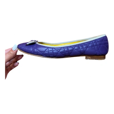 Pre-owned Dior Leather Ballet Flats In Purple