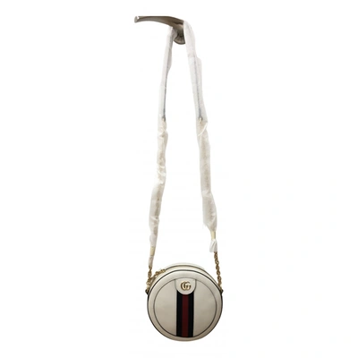Pre-owned Gucci Ophidia Round Leather Crossbody Bag In White