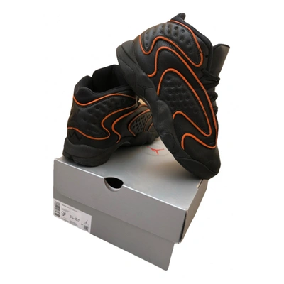 Pre-owned Jordan Leather Trainers In Black