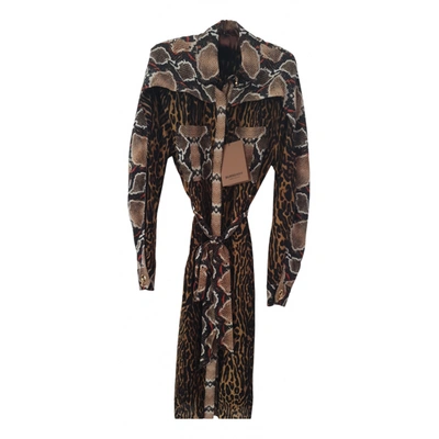 Pre-owned Burberry Silk Mid-length Dress In Brown