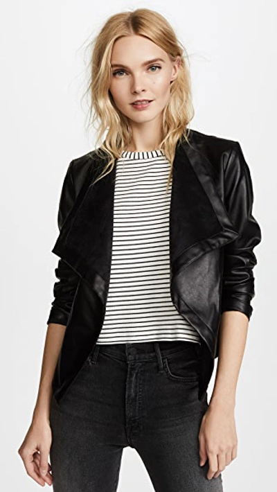 Bb Dakota Peppin Vegan Leather Drapey Jacket In Black