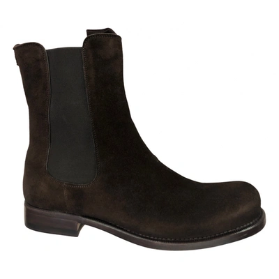 Pre-owned Kiton Ankle Boots In Brown