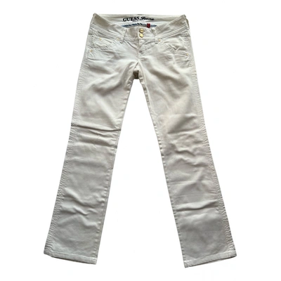 Pre-owned Guess Straight Pants In White