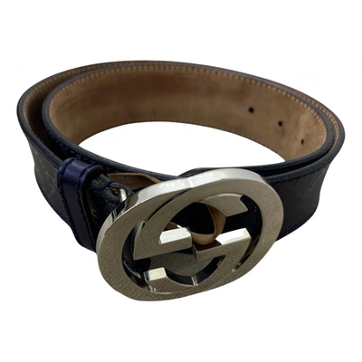 Pre-owned Gucci Leather Belt In Blue