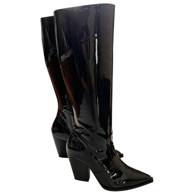 Pre-owned The Kooples Patent Leather Boots In Black