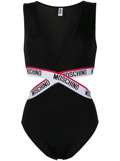 Moschino Logo-tape Cut-out Body In Black