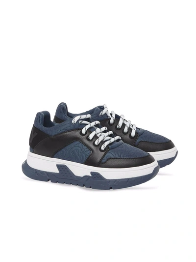 Burberry Panelled Tb Monogram Trainers In Blue